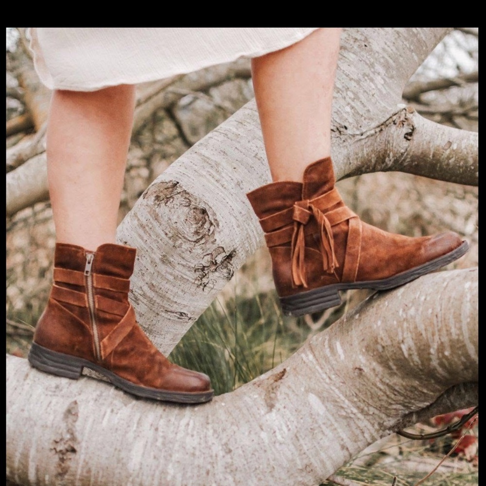 Born Women's Eton Suede Ankle Boots with Side Zip & Tie Detail